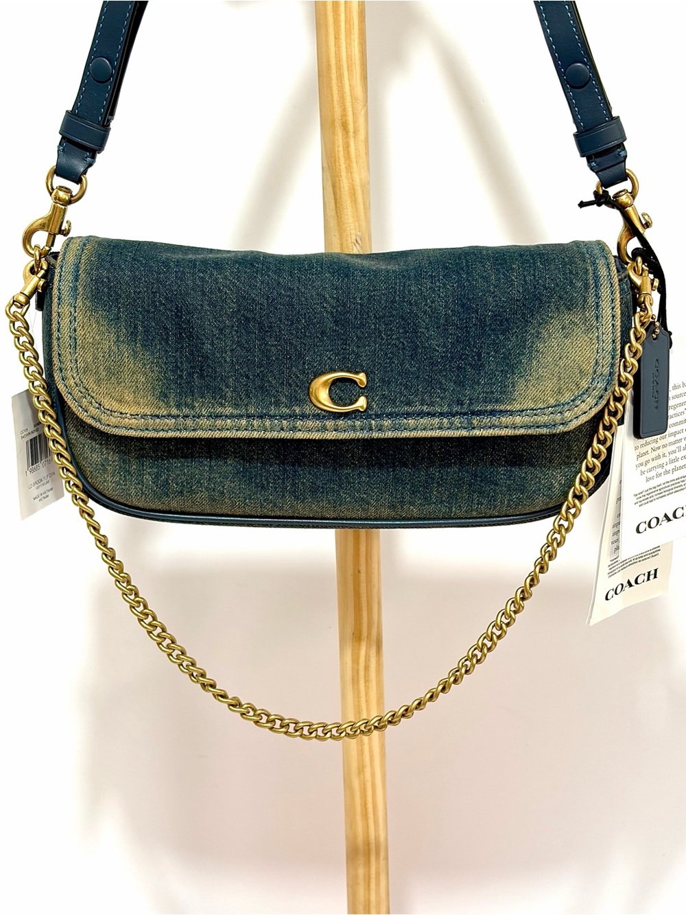 Coach Brook Flap Chain Bag In Loved Denim NWT!!!!!!